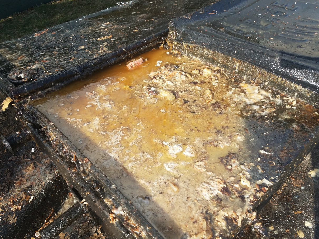 grease and juices overflowing from grease trap